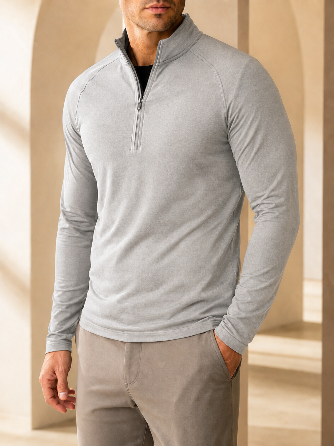 Fitt Active Quarter Zip - Light Grey