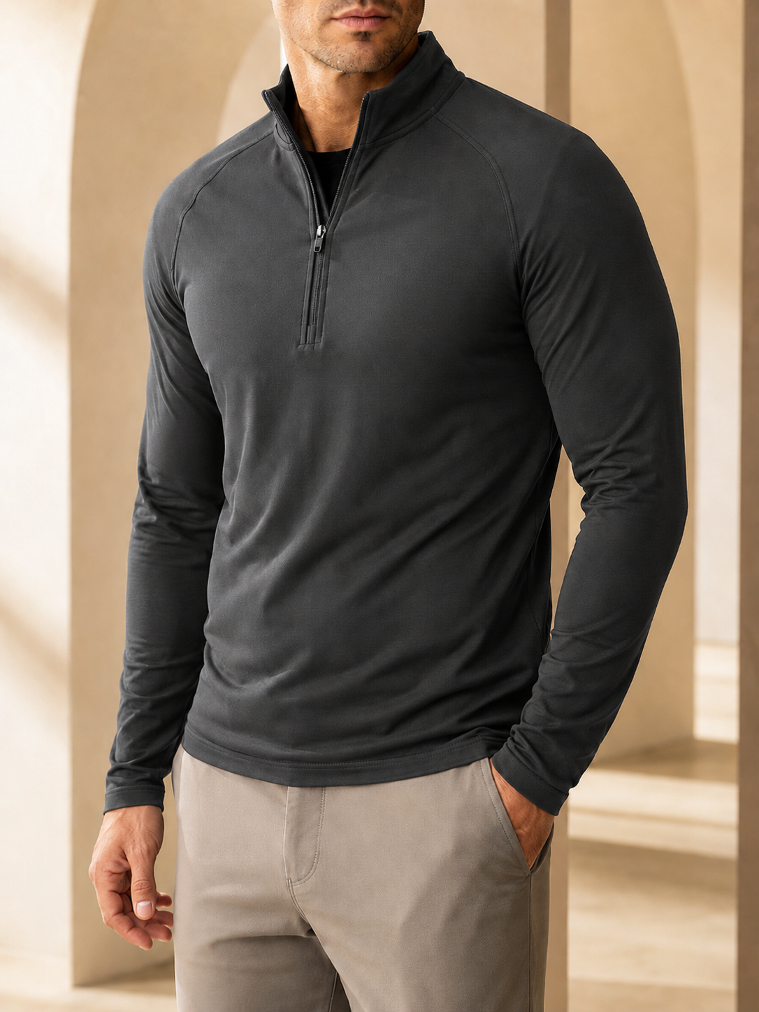 Fitt Active Quarter Zip - Dark Grey